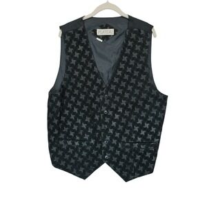 Vintage Plateau Leather Vest Men's Large Retro Cowboy Button Front #CLE-052